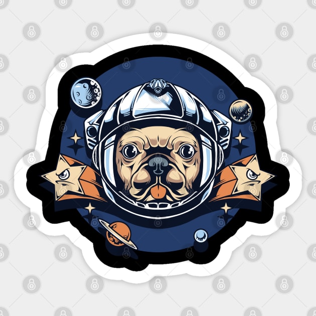 Astronaut pug Sticker by sharukhdesign